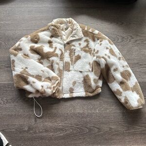 Cow print cropped jacket